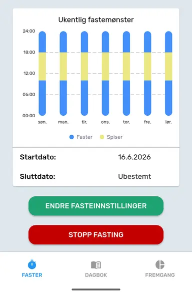 Stopp faste i Faste-fanen.